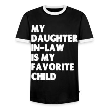 Meine Schwiegertochter ist mein Lieblingskind - Männer Kontrast-T-Shirt - Schwarz/Weiß - Vorne - AI Model Female 172 light (172cm) & AI Model Male 178 light (178cm)
