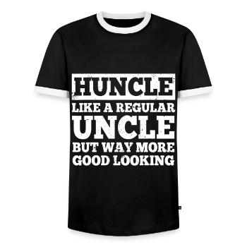 Funny Uncle Design For Men Best Uncle Male Relativ - Men's Ringer Shirt - black/white - Front - AI Model Female 172 light (172cm) & AI Model Male 178 light (178cm)