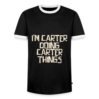 I'm Carter doing Carter things - Männer Kontrast-T-Shirt - Schwarz/Weiß - Vorne - AI Model Female 172 light (172cm) & AI Model Male 178 light (178cm)