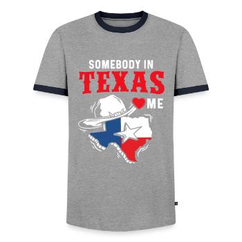 Texas Cadeau Huston Austin Dallas El Paso Rodeo - T-shirt contrasté Homme - gris/marine  - Devant - AI Model Female 172 light (172cm) & AI Model Male 178 light (178cm)