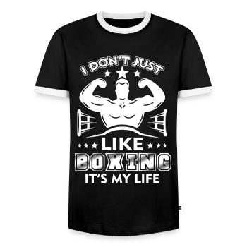Boxing Boxing Is My Life - Men's Ringer Shirt - black/white - Front - AI Model Female 172 light (172cm) & AI Model Male 178 light (178cm)