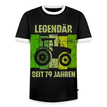 79 Geburtstag Geschenk 79. Landwirt Spruch - Männer Kontrast-T-Shirt - Schwarz/Weiß - Vorne - AI Model Female 172 light (172cm) & AI Model Male 178 light (178cm)