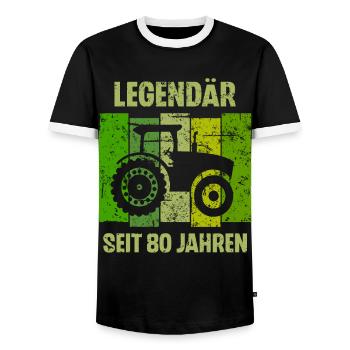 80 Geburtstag Geschenk 80. Landwirt Spruch - Männer Kontrast-T-Shirt - Schwarz/Weiß - Vorne - AI Model Female 172 light (172cm) & AI Model Male 178 light (178cm)