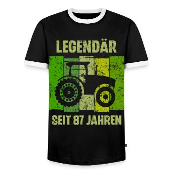 87 Geburtstag Geschenk 87. Landwirt Spruch - Männer Kontrast-T-Shirt - Schwarz/Weiß - Vorne - AI Model Female 172 light (172cm) & AI Model Male 178 light (178cm)