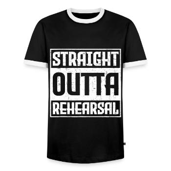 Répétition Straight Outta - Actrice Comédienne Théâtre A - T-shirt contrasté Homme - noir/blanc - Devant - AI Model Female 172 light (172cm) & AI Model Male 178 light (178cm)