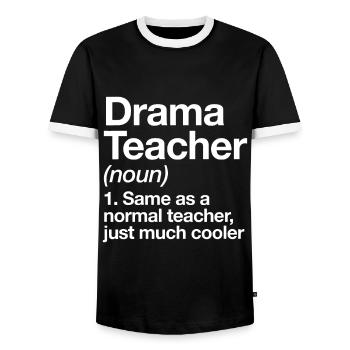 Drama Teacher Definition Funny Back To School Acti - Men's Ringer Shirt - black/white - Front - AI Model Female 172 light (172cm) & AI Model Male 178 light (178cm)
