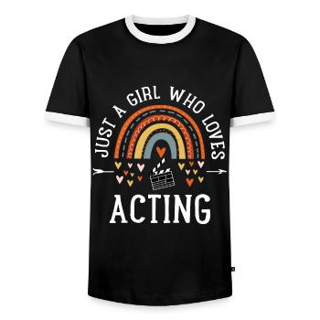 Nur ein Mädchen, das es liebt, zu schauspielern Regenbogengeschenke für die - Männer Kontrast-T-Shirt - Schwarz/Weiß - Vorne - AI Model Female 172 light (172cm) & AI Model Male 178 light (178cm)