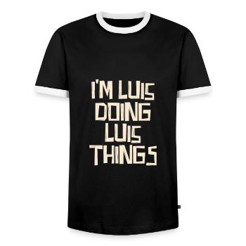 Je suis Luis en train de faire des choses Luis - T-shirt contrasté Homme - noir/blanc - Devant - AI Model Female 172 light (172cm) & AI Model Male 178 light (178cm)
