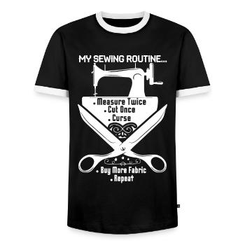 Sewing My Sewing Routine - Men's Ringer Shirt - black/white - Front - AI Model Female 172 light (172cm) & AI Model Male 178 light (178cm)