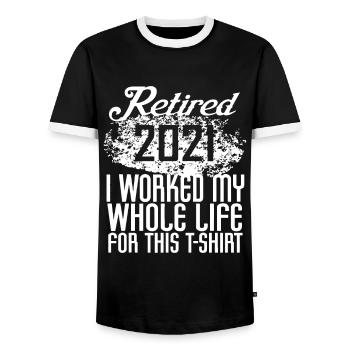 Rentner Männer Frauen Ruhestand Geschenke Ich arbeitete ganz - Männer Kontrast-T-Shirt - Schwarz/Weiß - Vorne - AI Model Female 172 light (172cm) & AI Model Male 178 light (178cm)