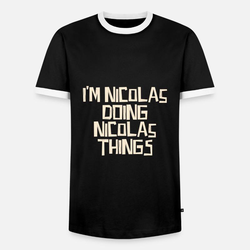 I'm Nicolas doing Nicolas things - Männer Kontrast-T-Shirt - Schwarz/Weiß