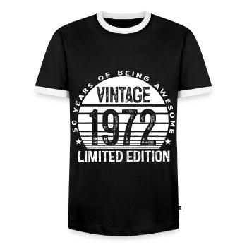 50 Jahre alte Geschenke Vintage 1972 Limitierte Auflage 50t - Männer Kontrast-T-Shirt - Schwarz/Weiß - Vorne - AI Model Female 172 light (172cm) & AI Model Male 178 light (178cm)