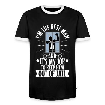 Im the best man - Men's Ringer Shirt - black/white - Front - AI Model Female 172 light (172cm) & AI Model Male 178 light (178cm)