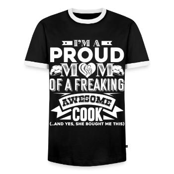 Cook I'm A Proud Mom Of A Cook - Men's Ringer Shirt - black/white - Front - AI Model Female 172 light (172cm) & AI Model Male 178 light (178cm)