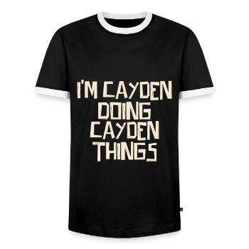 Je suis Cayden en train de faire des choses Cayden - T-shirt contrasté Homme - noir/blanc - Devant - AI Model Female 172 light (172cm) & AI Model Male 178 light (178cm)