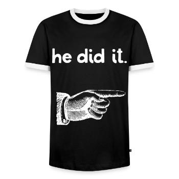 C’est drôle qu’il l’ait fait pointer du doigt correspondant frère Sist - T-shirt contrasté Homme - noir/blanc - Devant - AI Model Female 172 light (172cm) & AI Model Male 178 light (178cm)