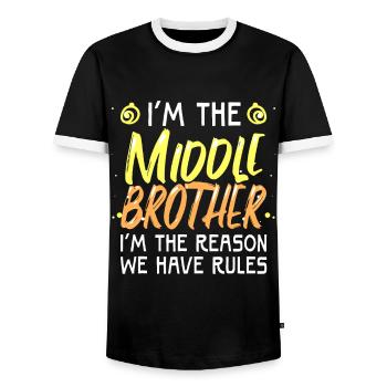 Middle Brother I'm Reason We Have Rules Funny Sibl - Men's Ringer Shirt - black/white - Front - AI Model Female 172 light (172cm) & AI Model Male 178 light (178cm)
