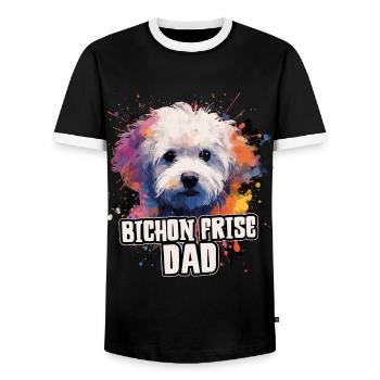 Bichon Frise Dog Cadeau Dire - T-shirt contrasté Homme - noir/blanc - Devant - AI Model Female 172 light (172cm) & AI Model Male 178 light (178cm)