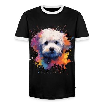 Bichon Frise Dog Cadeau Dire - T-shirt contrasté Homme - noir/blanc - Devant - AI Model Female 172 light (172cm) & AI Model Male 178 light (178cm)