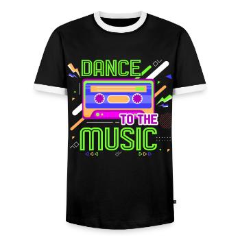80s Retro CostumeTheme Party Costume 90s Party - Men's Ringer Shirt - black/white - Front - AI Model Female 172 light (172cm) & AI Model Male 178 light (178cm)