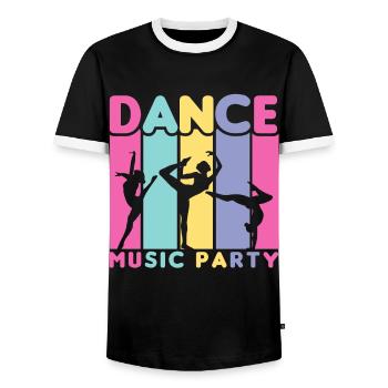 80s Retro CostumeTheme Party Costume 90s Party - Men's Ringer Shirt - black/white - Front - AI Model Female 172 light (172cm) & AI Model Male 178 light (178cm)