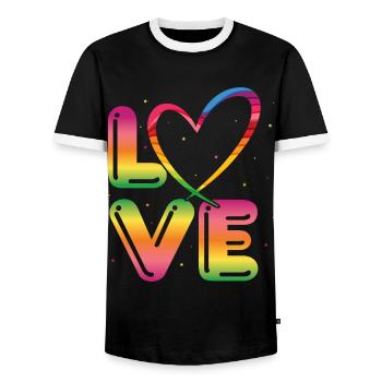 80s Retro CostumeTheme Party Costume 90s Party - Men's Ringer Shirt - black/white - Front - AI Model Female 172 light (172cm) & AI Model Male 178 light (178cm)