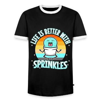 Life Is Better With Sprinkles - Men's Ringer Shirt - black/white - Front - AI Model Female 172 light (172cm) & AI Model Male 178 light (178cm)