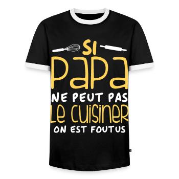 Si Papa Ne Peut Pas Le Cuisiner - T-shirt contrasté Homme - noir/blanc - Devant - AI Model Female 172 light (172cm) & AI Model Male 178 light (178cm)