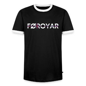 Îles Féroé, Flag Îles Féroé - T-shirt contrasté Homme - noir/blanc - Devant - AI Model Female 172 light (172cm) & AI Model Male 178 light (178cm)