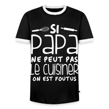 Si Papa Ne Peut Pas Le Cuisiner - T-shirt contrasté Homme - noir/blanc - Devant - AI Model Female 172 light (172cm) & AI Model Male 178 light (178cm)