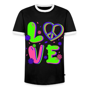 80s Retro CostumeTheme Party Costume 90s Party - Men's Ringer Shirt - black/white - Front - AI Model Female 172 light (172cm) & AI Model Male 178 light (178cm)