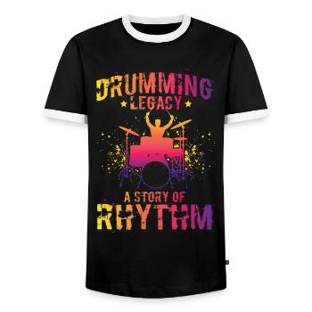 Drummers Drummers Drummers Drummers - Men's Ringer Shirt - black/white - Front - AI Model Female 172 light (172cm) & AI Model Male 178 light (178cm)