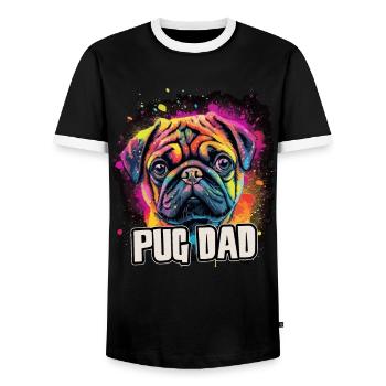 Carlin Pug Chien Cadeau Dire - T-shirt contrasté Homme - noir/blanc - Devant - AI Model Female 172 light (172cm) & AI Model Male 178 light (178cm)