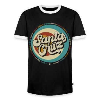 Santa Cruz Californie vintage rétro surfing ville - T-shirt contrasté Homme - noir/blanc - Devant - AI Model Female 172 light (172cm) & AI Model Male 178 light (178cm)