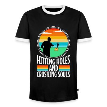 Frapper des trous et écraser des âmes - T-shirt contrasté Homme - noir/blanc - Devant - AI Model Female 172 light (172cm) & AI Model Male 178 light (178cm)