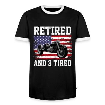 Motortrike Three Wheeled Motorcycle Triker - Men's Ringer Shirt - black/white - Front - AI Model Female 172 light (172cm) & AI Model Male 178 light (178cm)