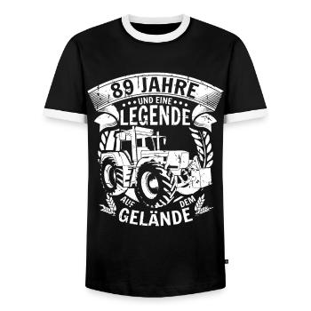 Landwirt Geschenk 89. Geburtstag 89 Jahre - Männer Kontrast-T-Shirt - Schwarz/Weiß - Vorne - AI Model Female 172 light (172cm) & AI Model Male 178 light (178cm)