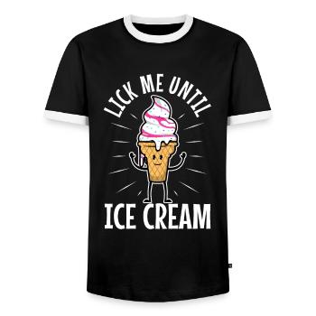 Lick Me Until Ice Cream - Männer Kontrast-T-Shirt - Schwarz/Weiß - Vorne - AI Model Female 172 light (172cm) & AI Model Male 178 light (178cm)