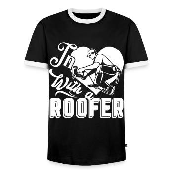 Roofer In Love With A Roofer - Men's Ringer Shirt - black/white - Front - AI Model Female 172 light (172cm) & AI Model Male 178 light (178cm)