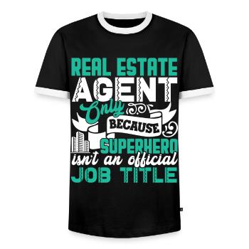 Real Estate Real Estate Agent Job Title - Men's Ringer Shirt - black/white - Front - AI Model Female 172 light (172cm) & AI Model Male 178 light (178cm)