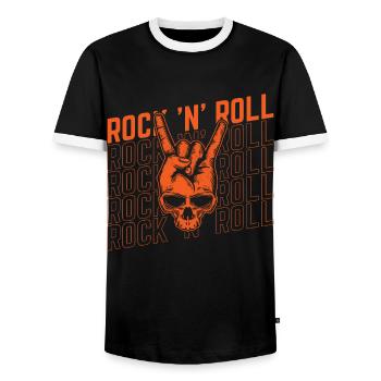 Rock 'n' Roll Music, Dancing, Concert, Festival - Men's Ringer Shirt - black/white - Front - AI Model Female 172 light (172cm) & AI Model Male 178 light (178cm)