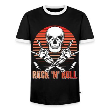 Rock 'n' Roll Music, Dancing, Concert, Festival - Men's Ringer Shirt - black/white - Front - AI Model Female 172 light (172cm) & AI Model Male 178 light (178cm)
