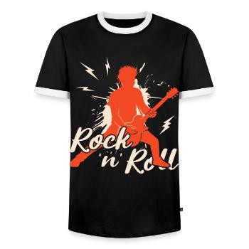 Rock 'n' Roll Music, Dancing, Concert, Festival - Men's Ringer Shirt - black/white - Front - AI Model Female 172 light (172cm) & AI Model Male 178 light (178cm)