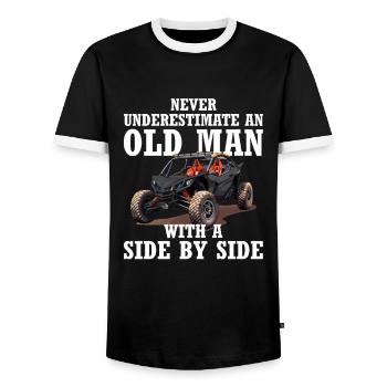 UTV SXS Racing - T-shirt contrasté Homme - noir/blanc - Devant - AI Model Female 172 light (172cm) & AI Model Male 178 light (178cm)