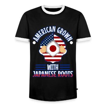American grown with japanese roots - Männer Kontrast-T-Shirt - Schwarz/Weiß - Vorne - AI Model Female 172 light (172cm) & AI Model Male 178 light (178cm)