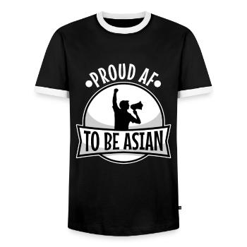 Proud af to be asian - Men's Ringer Shirt - black/white - Front - AI Model Female 172 light (172cm) & AI Model Male 178 light (178cm)