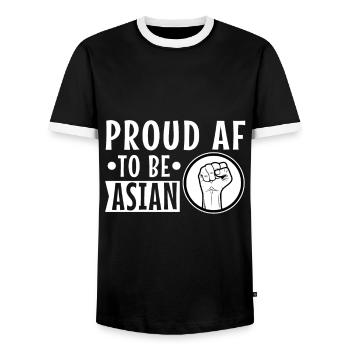 Proud af to be asian - Men's Ringer Shirt - black/white - Front - AI Model Female 172 light (172cm) & AI Model Male 178 light (178cm)