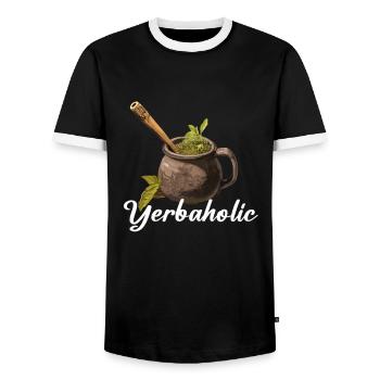 Yerba Mate argentina - Men's Ringer Shirt - black/white - Front - AI Model Female 172 light (172cm) & AI Model Male 178 light (178cm)