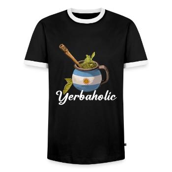 Yerba Mate argentina - Men's Ringer Shirt - black/white - Front - AI Model Female 172 light (172cm) & AI Model Male 178 light (178cm)