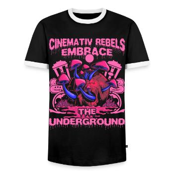 Underground Film, Independent Cinema, Horror - Männer Kontrast-T-Shirt - Schwarz/Weiß - Vorne - AI Model Female 172 light (172cm) & AI Model Male 178 light (178cm)
